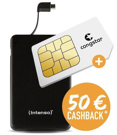 Telekom Allnet Flat von Congstar mit 4GB LTE für 25€ mtl. + 50€ Cashback + Powerbank   monatlich kündbar!