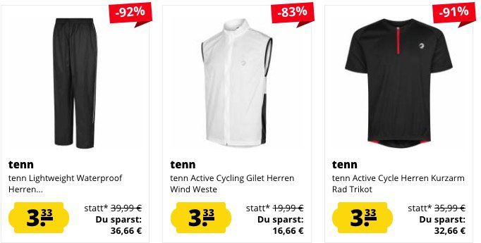 SportSpar Super Sale mit Artikeln für je 3,33€ + VSK   z.B. tenn Active Herren Windjacke