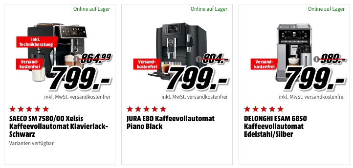 Media Markt ☕ Big Coffe Aktion: günstige Maschinen, Zubehör und Kaffe