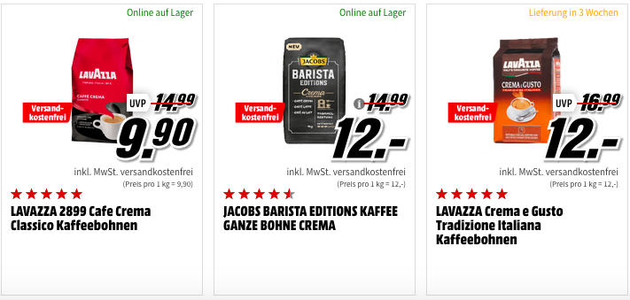 Media Markt ☕ Big Coffe Aktion: günstige Maschinen, Zubehör und Kaffe