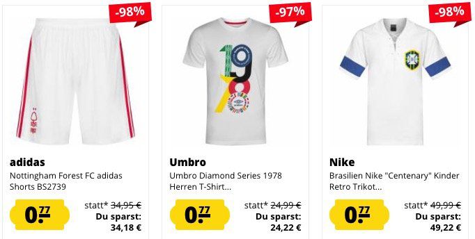 SportSpar Restgrößen Sale mit Artikeln für je 0,77€ zzgl. VSK