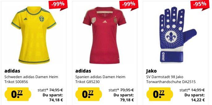 SportSpar Restgrößen Sale mit Artikeln für je 0,77€ zzgl. VSK