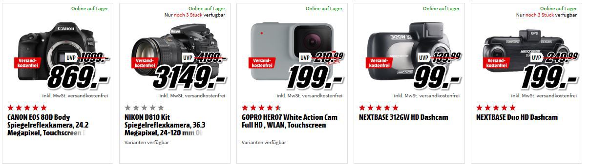 Media Markt Foto Late Night Aktion: günstiges Foto & Zubehör: z.B. ROLLEI Sportsline 64 wasserdichte Digitalkamera für 25€ (statt 35€)