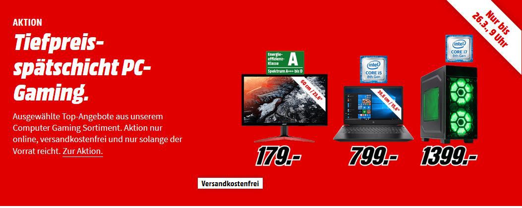 Media Markt PC & Gaming Tiefpreisspätschicht   z.B. HP 690 0018ng Gaming PC mit Core i5  für 616€ (statt 799€)