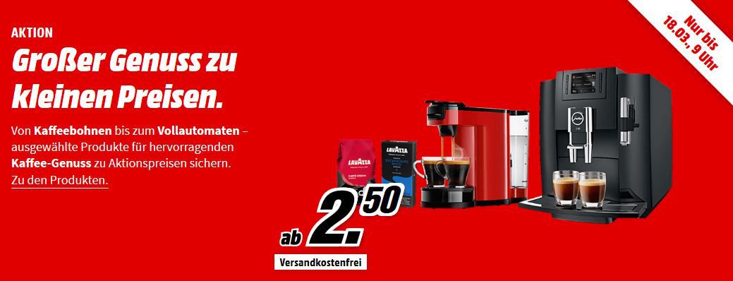 Media Markt ☕ Big Coffe Aktion: günstige Maschinen, Zubehör und Kaffe