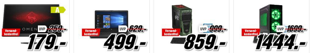 Media Markt Mega Technik Marken Sparen: günstige Artikel von HP, Hyrican, WD, SanDisk und Captiva