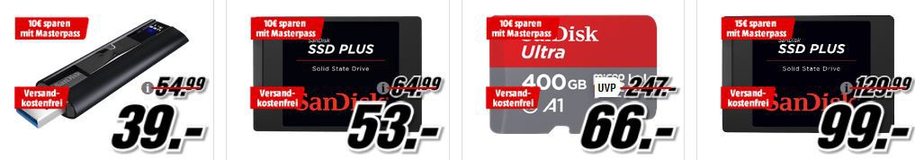 Media Markt Mega Technik Marken Sparen: günstige Artikel von HP, Hyrican, WD, SanDisk und Captiva