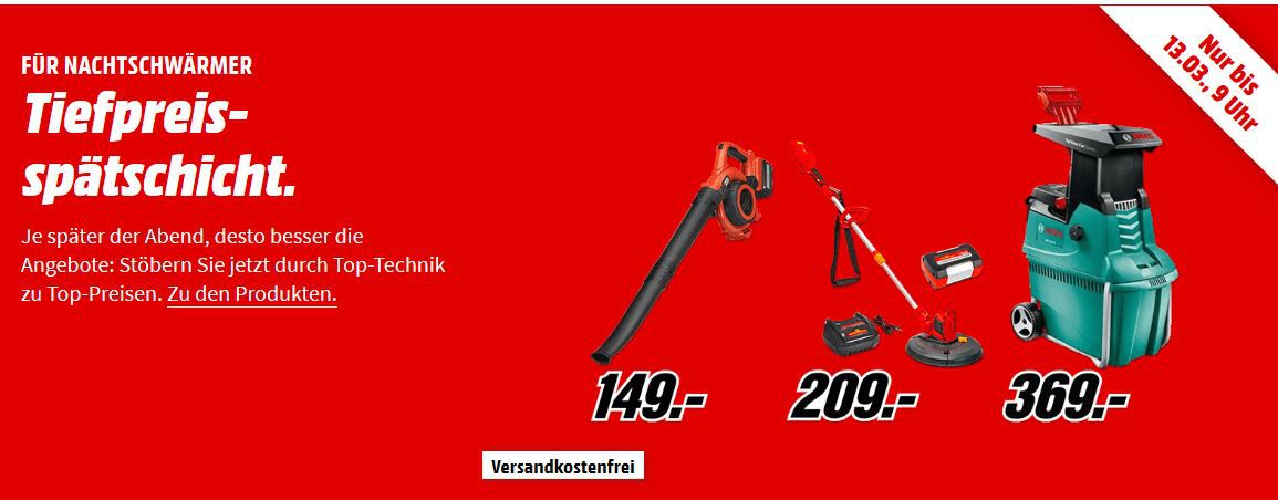 Media Markt Garten Tiefpreisspätschicht: z.B. BLACK+DECKER GW 2500 QA elektro Laubsauger für 49€ (statt 55€)