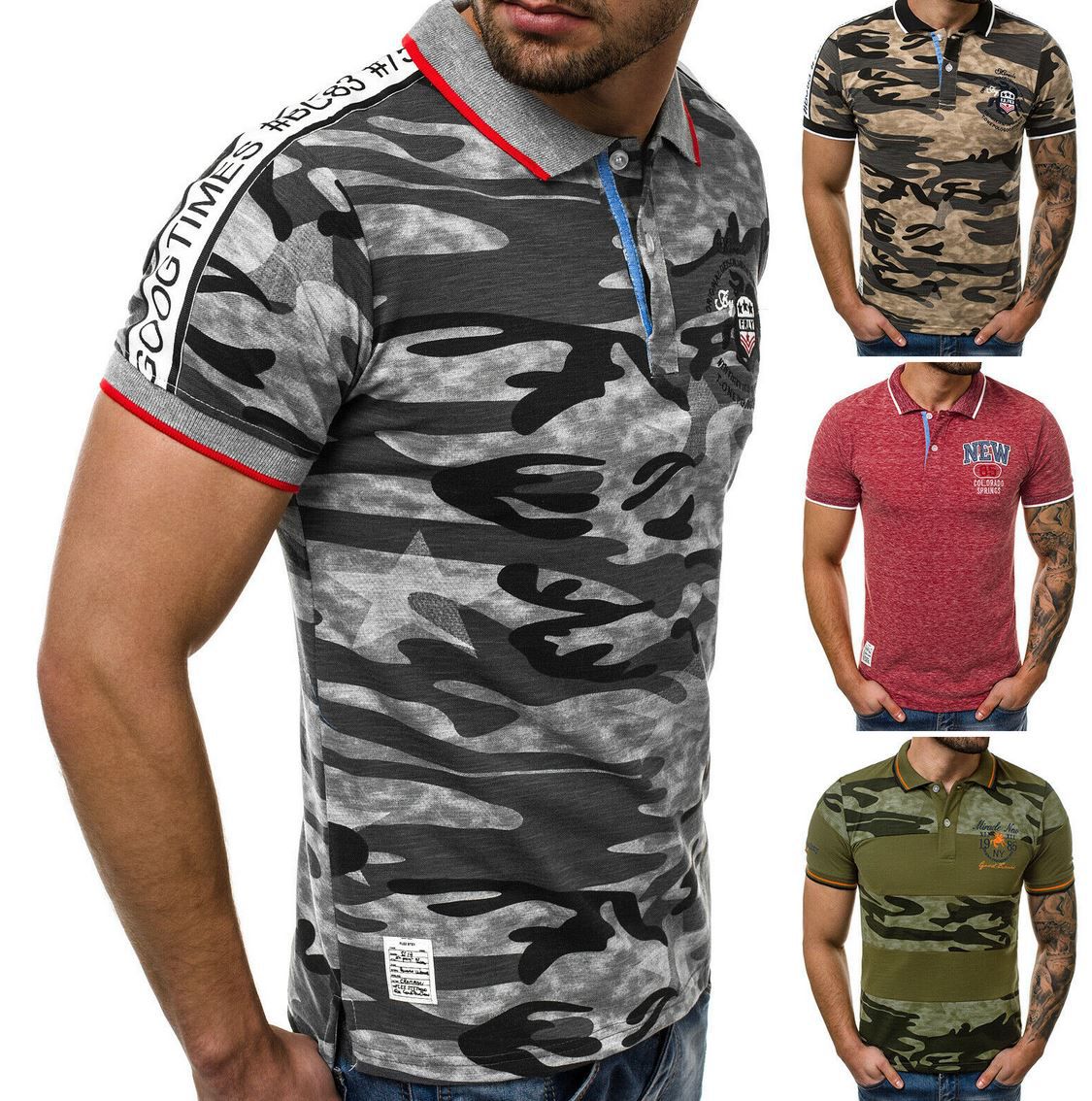 OZONEE 9505   Herren Kurzarm Poloshirt mit Kentkragen für je 10,45€ (statt 15€)