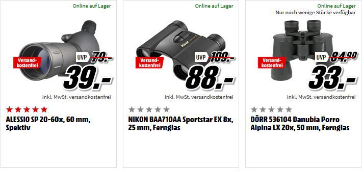 Media Markt Foto Late Night Aktion: günstiges Foto & Zubehör: z.B. Dörr Alpina Pro 20x50 GA Fernglas für 33€ (statt 43€)