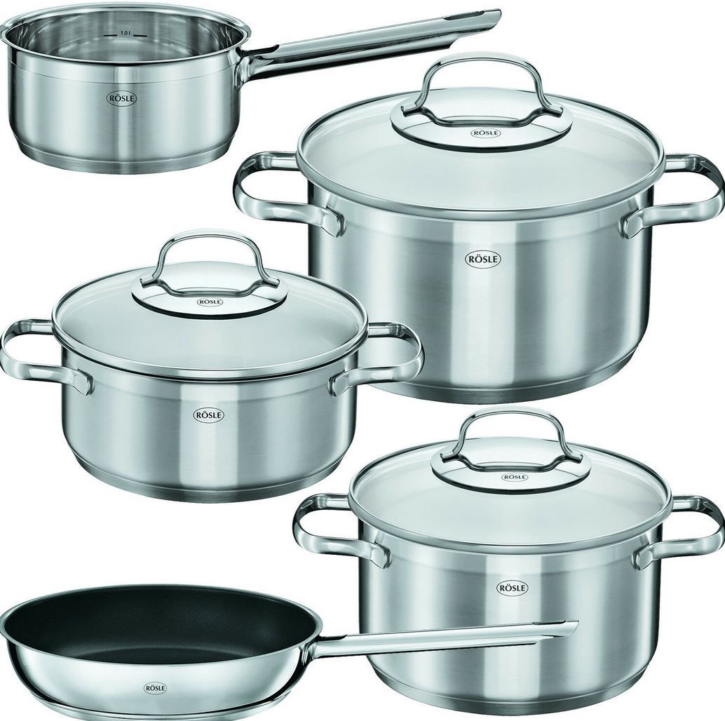 Rösle Moments Topf Set + 🍳 Bratpfanne 5 teilig + Deckel [alle Herdarten] für 79,99€ (statt 107€)