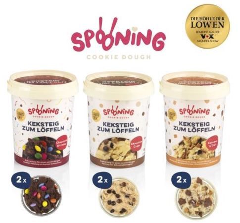 SPOONING Cookie Dough TryMe 6x Keksteig 3 Sorten Schokolade für 19,99€ (statt 28€)