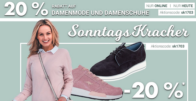 Karstadt Sonntags Kracher u.a. mit 20% Rabatt auf Damenschuhe und 15% auf Reisegepäck