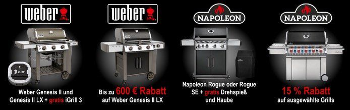 Alternate Grill Saison 🍖 z.B. Weber Genesis II LX E 340 inkl. iGrill3 nur 1249€ (statt 1599, )