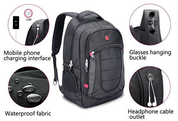 XY Life Notebook Rucksack mit USB Ladeanschluss in Schwarz für 17,99€ (statt 25€)