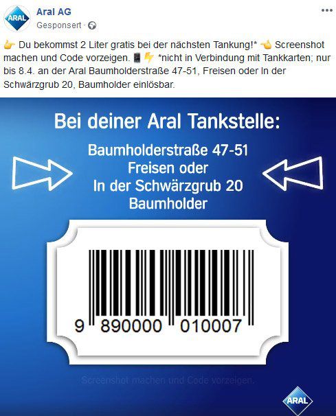 ⛽ Bis 8.April in vielen Städten bei Aral 2 Liter Benzin oder Diesel gratis