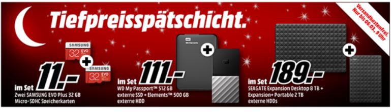 Media Markt Speicher Tiefpreisspätschicht:   z.B. CRUCIAL BX300 SSD 480 GB + CRUCIAL Installationskit für 59€ (statt 88€)