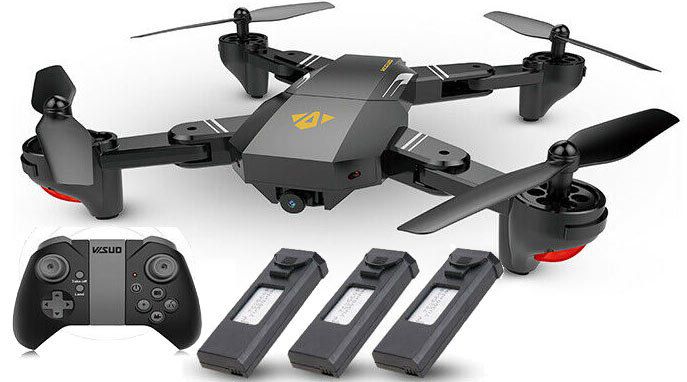 VISUO XS809HW 720P FPV Drohne mit 120° Blickwinkel + Controller & 3 Akkus für 49,24€   aus DE