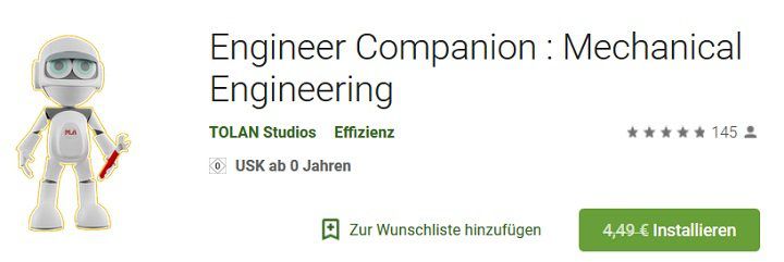 Abgelaufen! Android App: Engineer Companion: Mechanical Engineering gratis (statt 4€)