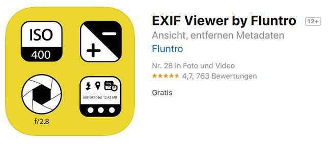 iOS App: EXIF Viewer by Fluntro gratis (statt 3,49€)