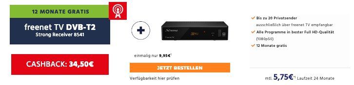 🔥 12 Monate freenet TV DVB T2 oder 9 Monate freenet SAT effektiv gratis bei 24 Monatsvertrag (ab 13. Monat 5,75€)