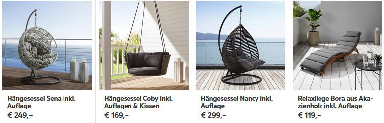 Mömax heute Nacht mit 30% Rabatt auf alle Hängesessel und Relaxliegen