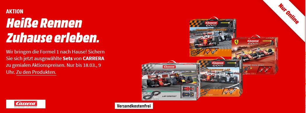 TOP! Media Markt Carrera Hot Race Aktion   viele günstige Rennbahnen z.B. CARRERA Ferrari Race Spirit Rennbahn für 44, € (statt 69€)