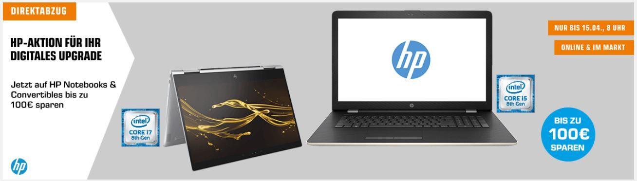 Saturn & Media Markt: HP Computer & Notebooks mit Direktabzug z.B. HP Spectre X360 Convertible für 1.699€