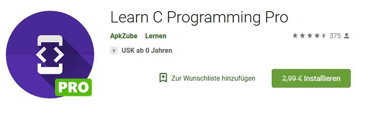 Android: Learn C Programming Pro gratis (statt 2,99€)