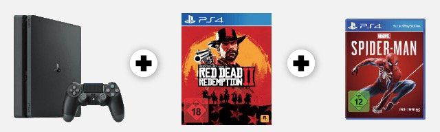 PS4 Slim 1TB + Red Dead Redemption 2 + Spider Man für 349€ + 20€ Gutschein (statt 400€) bis Mitternacht