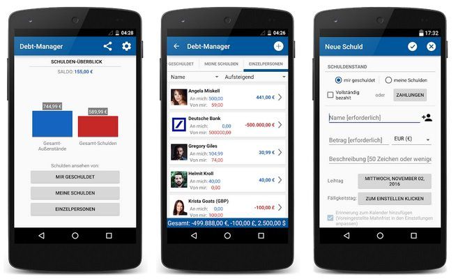 Android: Schulden Manager Pro kostenlos (statt 2€)