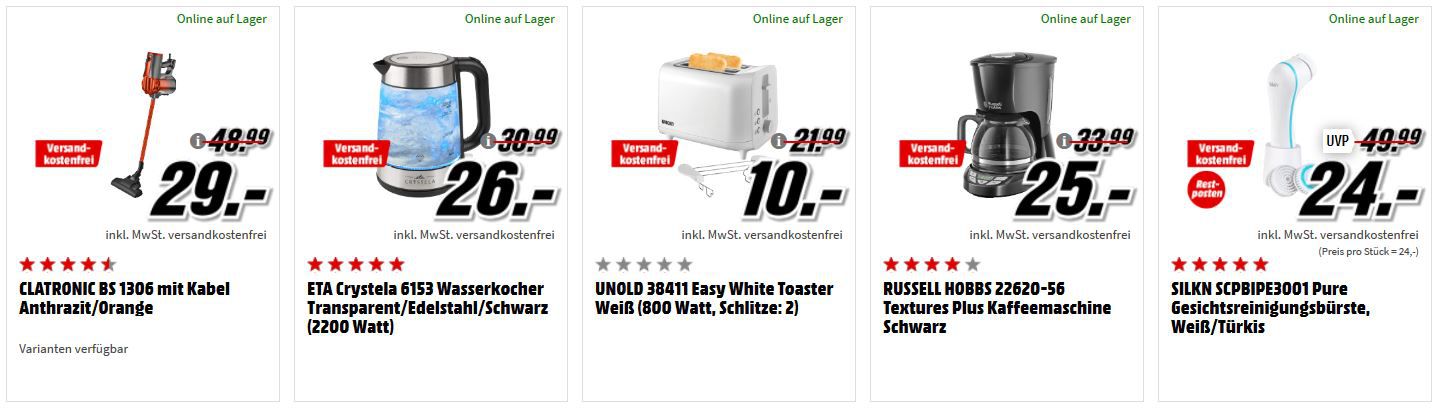 MM Haushaltsgeräte & Zubehör Sale: z.B. REMINGTON D 2400 Haartrockner (1400 Watt) für 11€ (statt 18€)