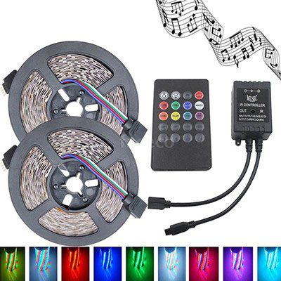 2x 5m LED Streifen mit 300 LEDs (SMD3528) & RGB Controller inkl. Fernbedienung für 7,77€