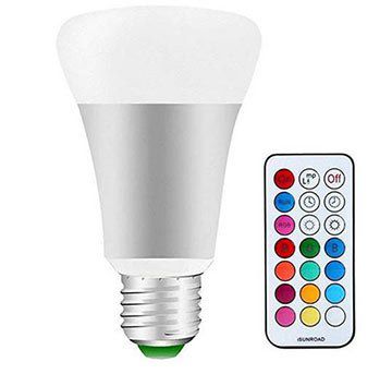 Dimmbare LED RGB Glühbirne (E27) mit 10W inkl. Fernbedienung für 4,04€   Prime