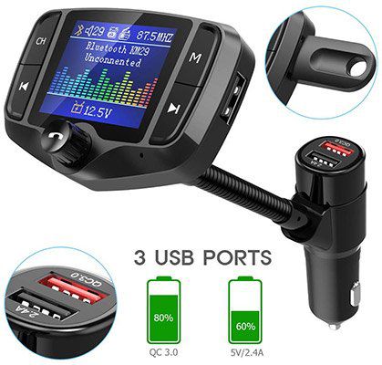 Nulaxy KM29   Bluetooth FM Transmitter Farbdisplay & QC 3.0 für 12,99€ (statt 20€)