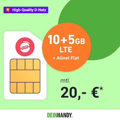 High SimOnly Tarif im Netz der Telekom   z.B. 10GB LTE25 für nur 15€ mtl.