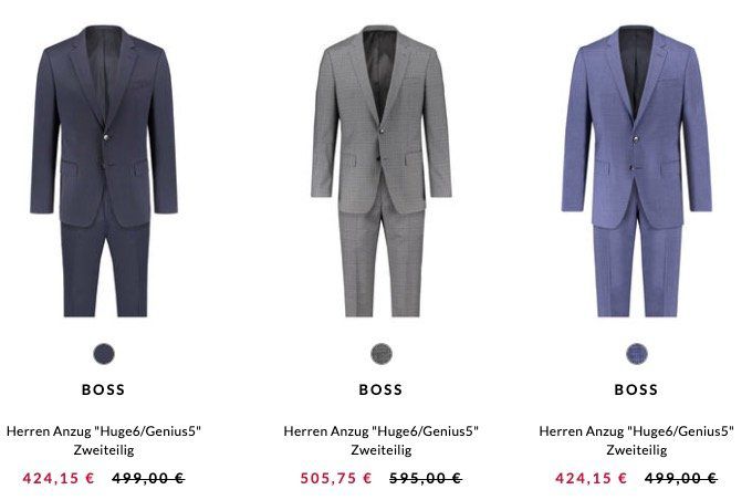 Hugo Boss Huge6 / Genius5 Herren Anzug 2 teilig ab 419,15€ (statt 499€)