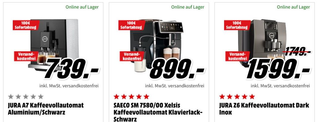 MediaMarkt: 100€ Sofortabzug auf viele Küchengeräte ab 499€ mit kostenloser Lieferung