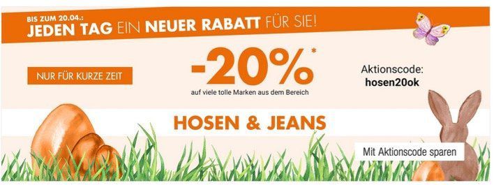 Galeria Kaufhof: 20% Rabatt auf Hosen und Jeans z.B. Jack & Jones Jeans für 19,99€