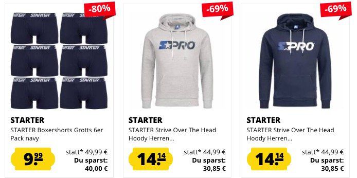 Starter Fashion Sale bei SportSpar   z.B. Poloshirts je 4,44€ (statt 15€)