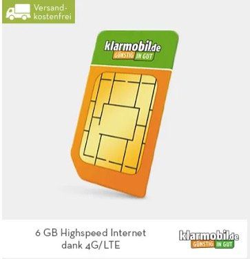 Vodafone Allnet Flat von klarmobil mit 6GB LTE für 13,99€ mtl.