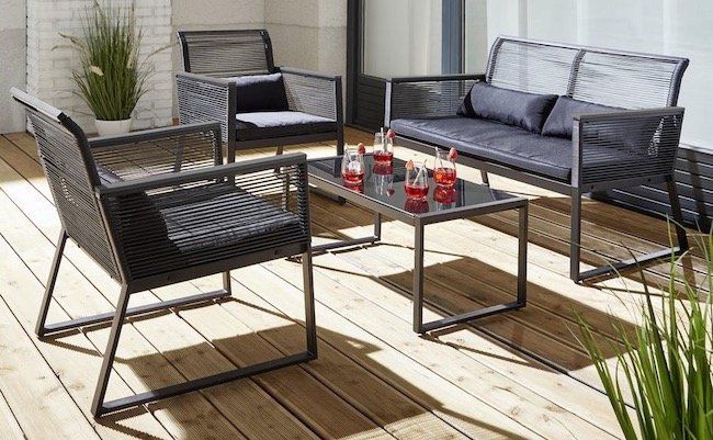 Top! Loungegarnitur Tina 11 teilig (Sitzbank, 2 Stühle, Tisch mit Glasplatte) für 104,30€