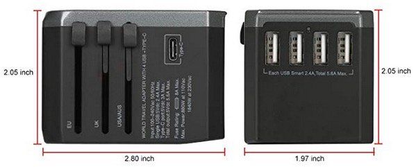 HUANUO Reiseadapter mit 4 USB Ports für 9,99€ (statt 17€)   Prime