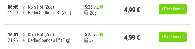 Bei FlixTrain heute und morgen Fahrten zwischen Köln und Berlin mit 50% Rabatt   Tickets ab 4,99€
