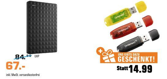 Seagate 2,5 Expansion+ Portable 2TB + INTENSO 3er Pack 16GB USB Sticks für 67€ (statt 84€)