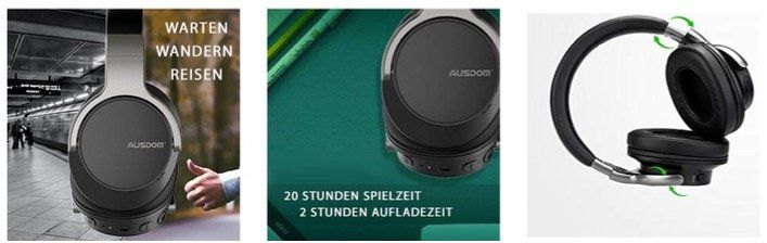 Ausdom ANC8 ActiveNoise CanceIIing Bluetooth Kopfhörer mit 400mAh Akku für 36,99€ (statt 50€)