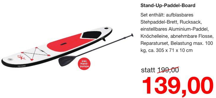 Stand up Paddel Board für 139€ (statt 200€)