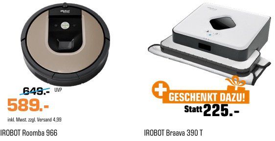 iRobot Roomba 966 Saugroboter + iRobot Nasswischroboter für 589€ (statt 745€)