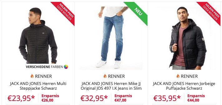 Jack&Jones: Pullover, Hoodies und Sweater bis zu 75%   z.B. Steppjacke Schwarz nur 23,95€ (vorher 49,95€)