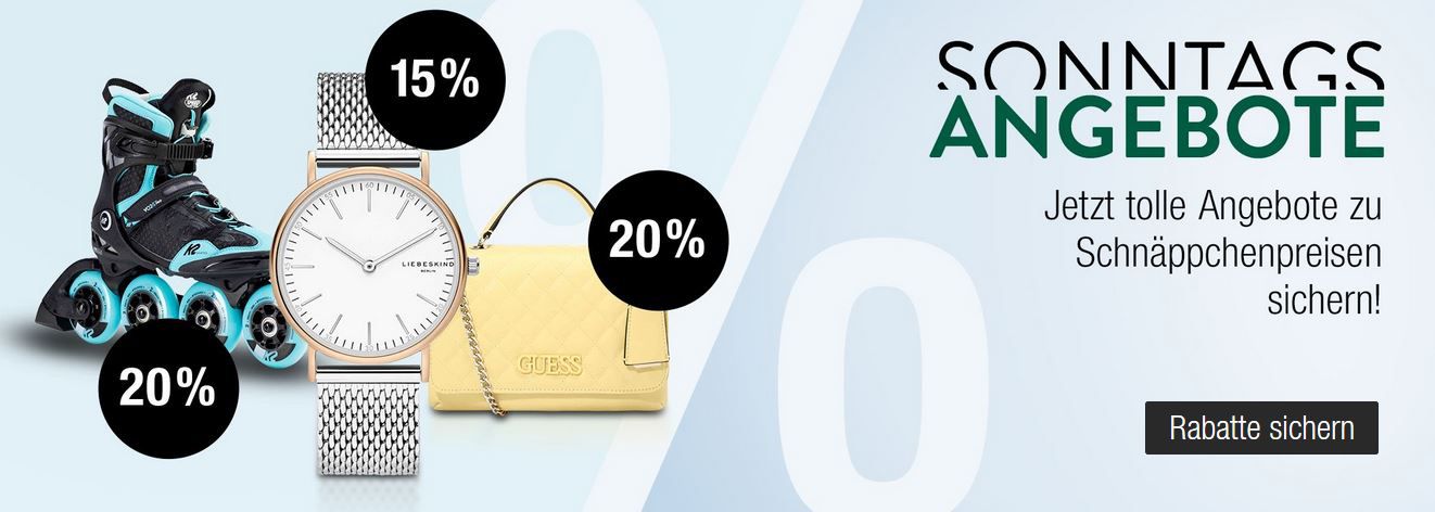 Galeria Kaufhof Sonntag: viele coole Angebote: z.B. 20% Rabatt auf Bugatti & Camel active Herren & Damen Fashion uvam